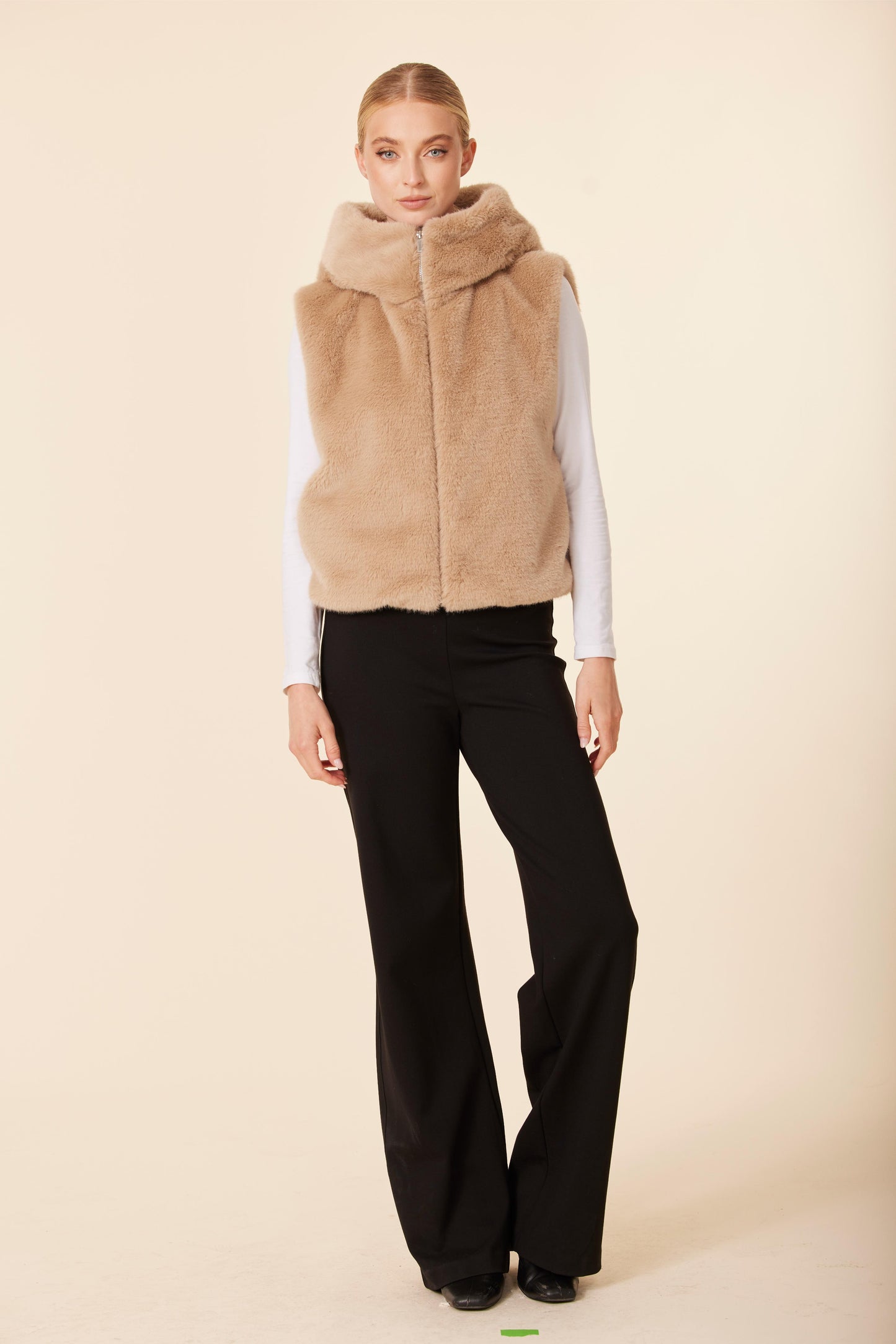 Faux Fur Zip Hoody Vest