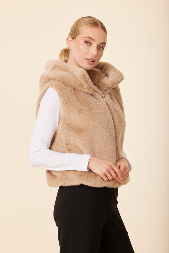 Faux Fur Zip Hoody Vest