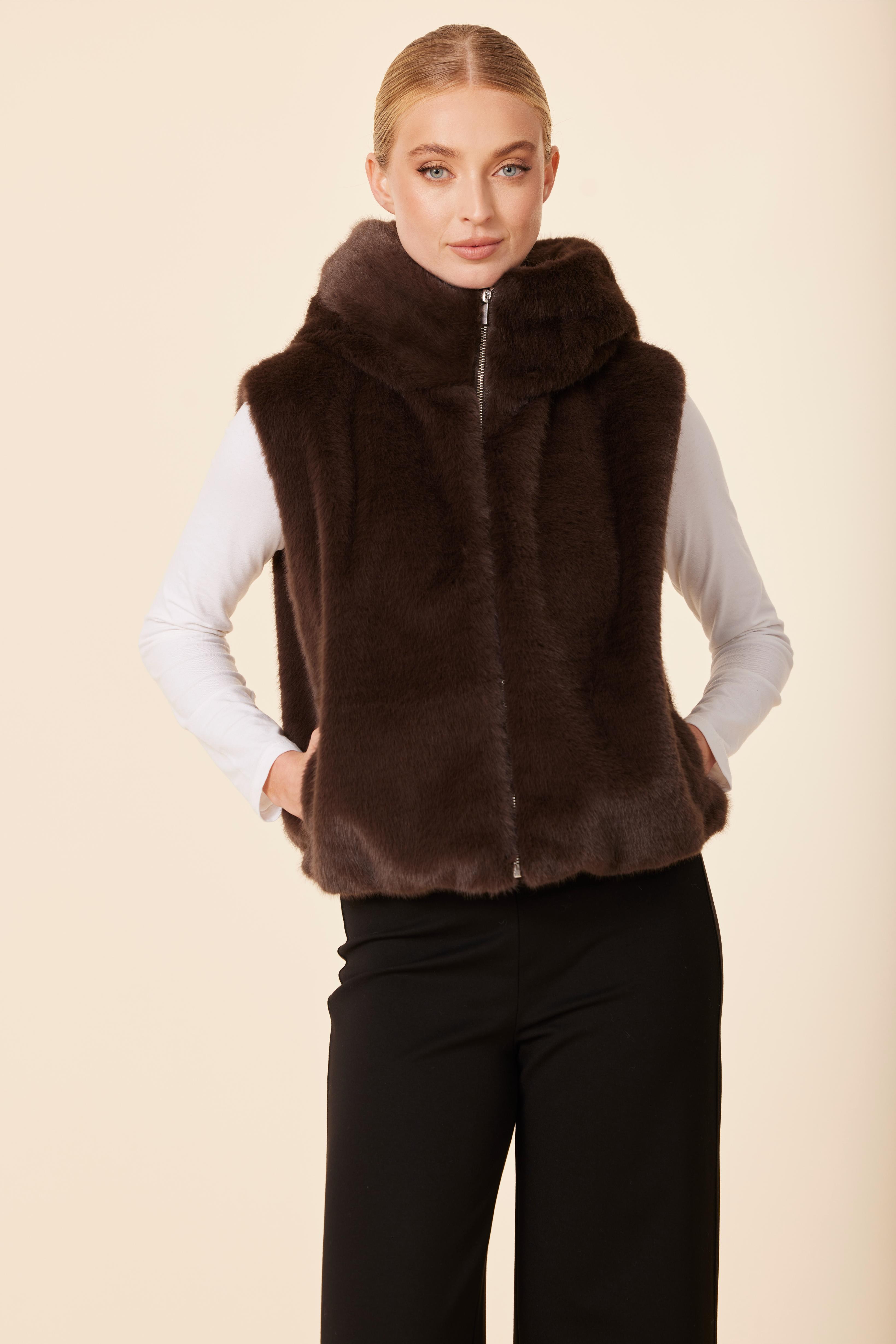 Faux Fur Zip Hoody Vest