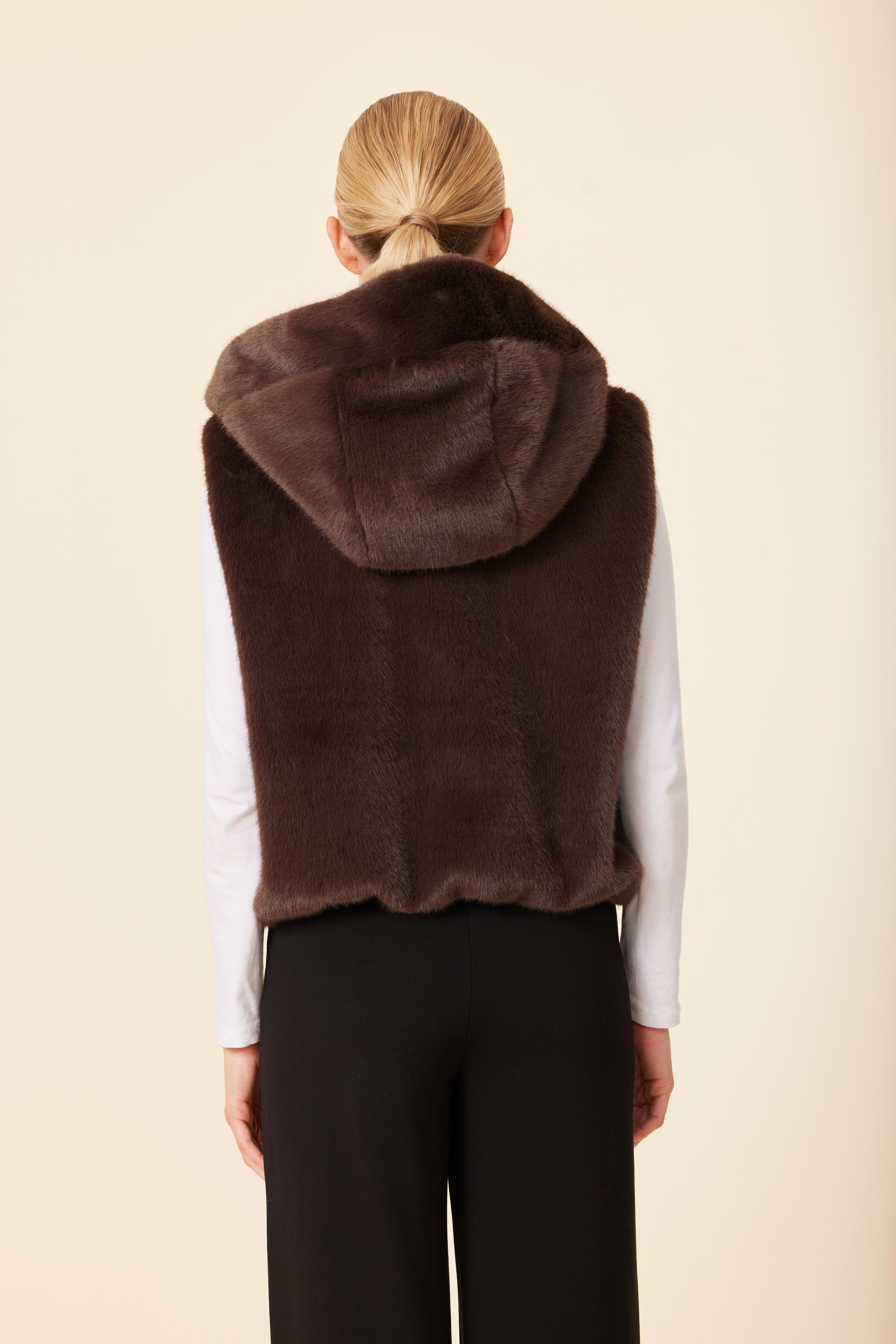 Faux Fur Zip Hoody Vest