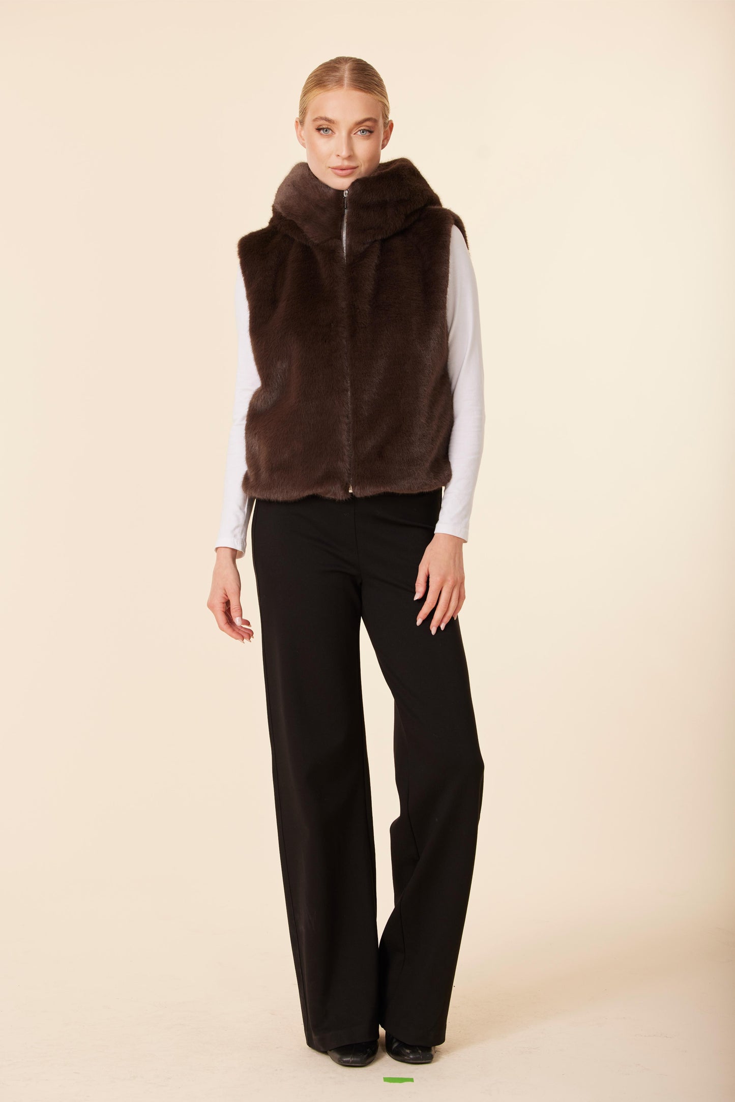 Faux Fur Zip Hoody Vest