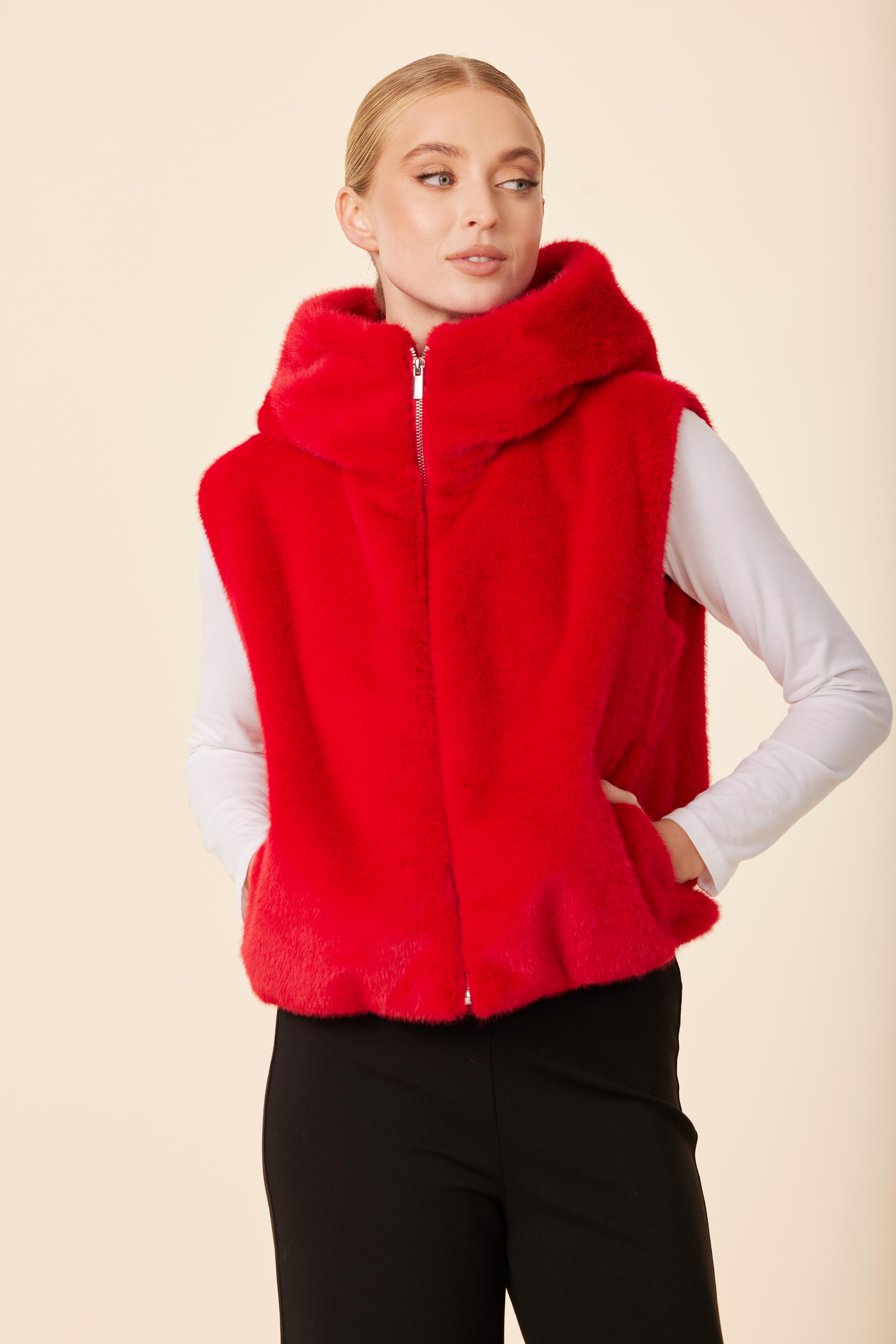 Faux Fur Zip Hoody Vest