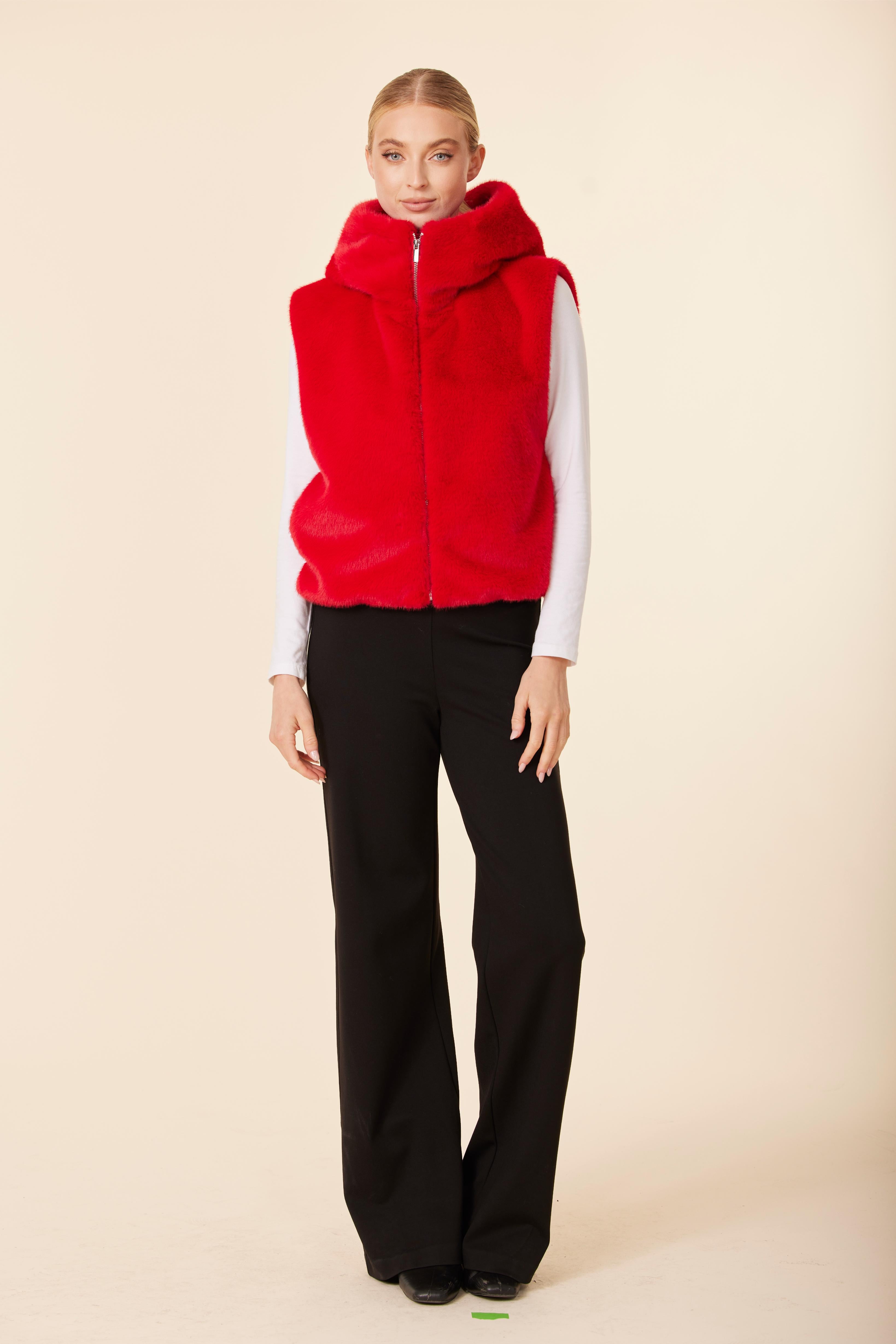 Faux Fur Zip Hoody Vest