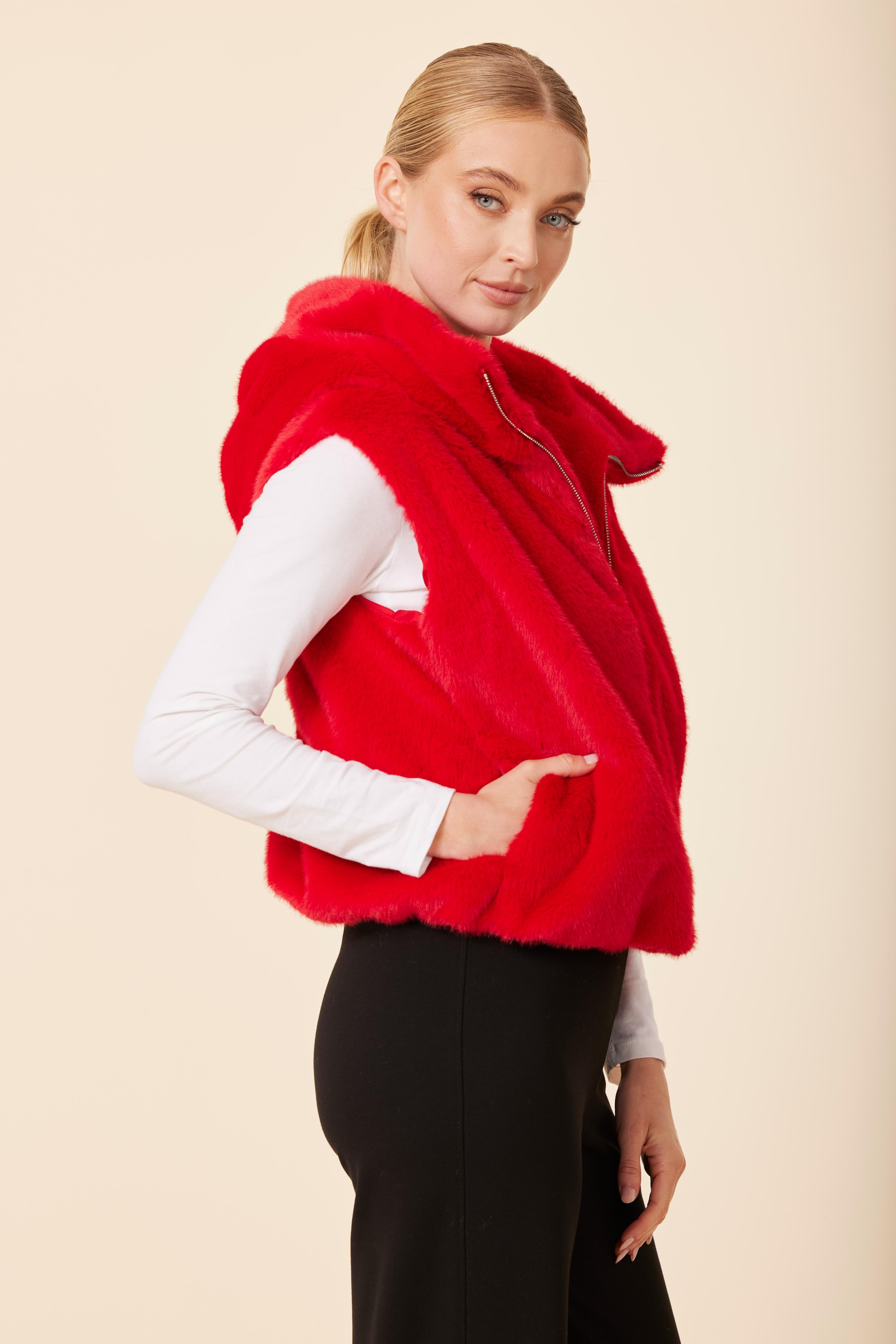 Faux Fur Zip Hoody Vest