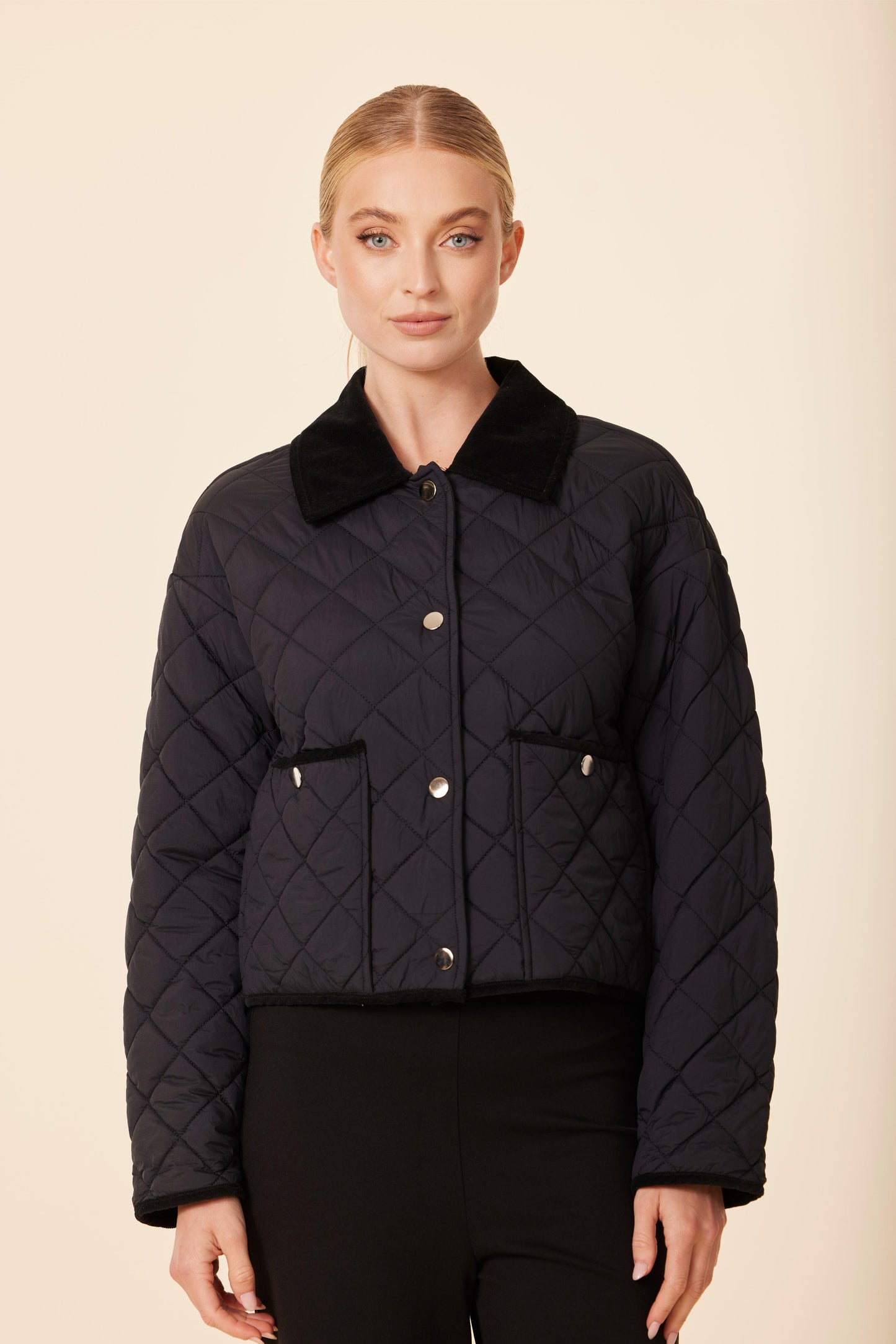 Velvet Collar Quilt Jacket