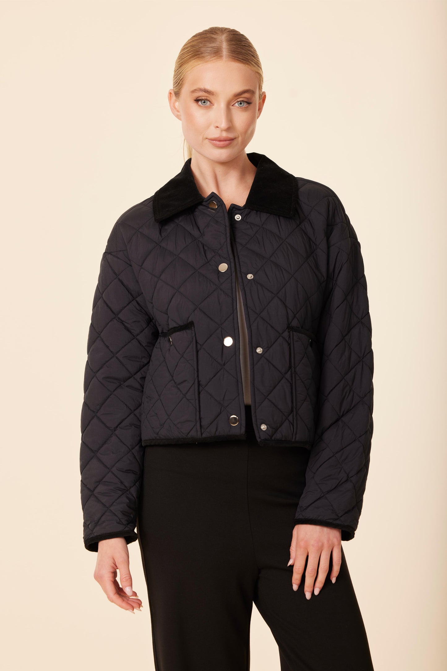 Velvet Collar Quilt Jacket