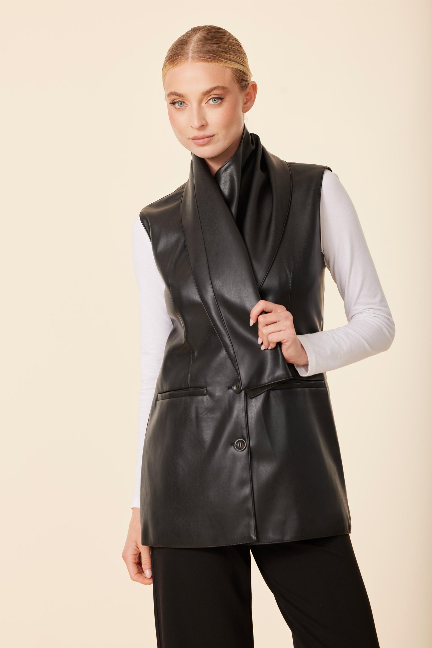 Faux Leather Scarf Vest