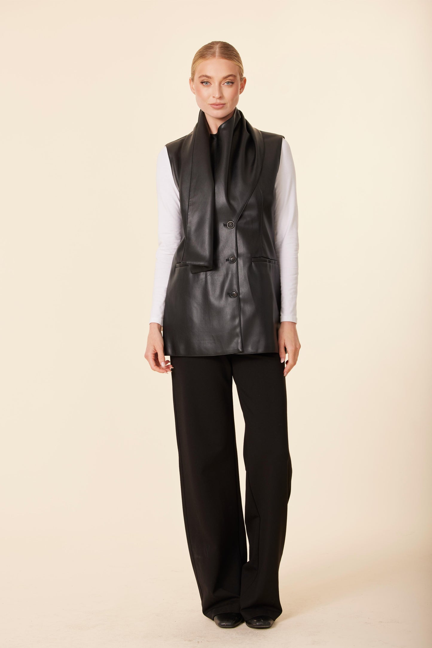 Faux Leather Scarf Vest
