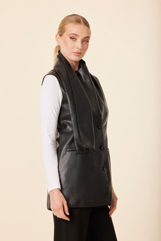 Faux Leather Scarf Vest