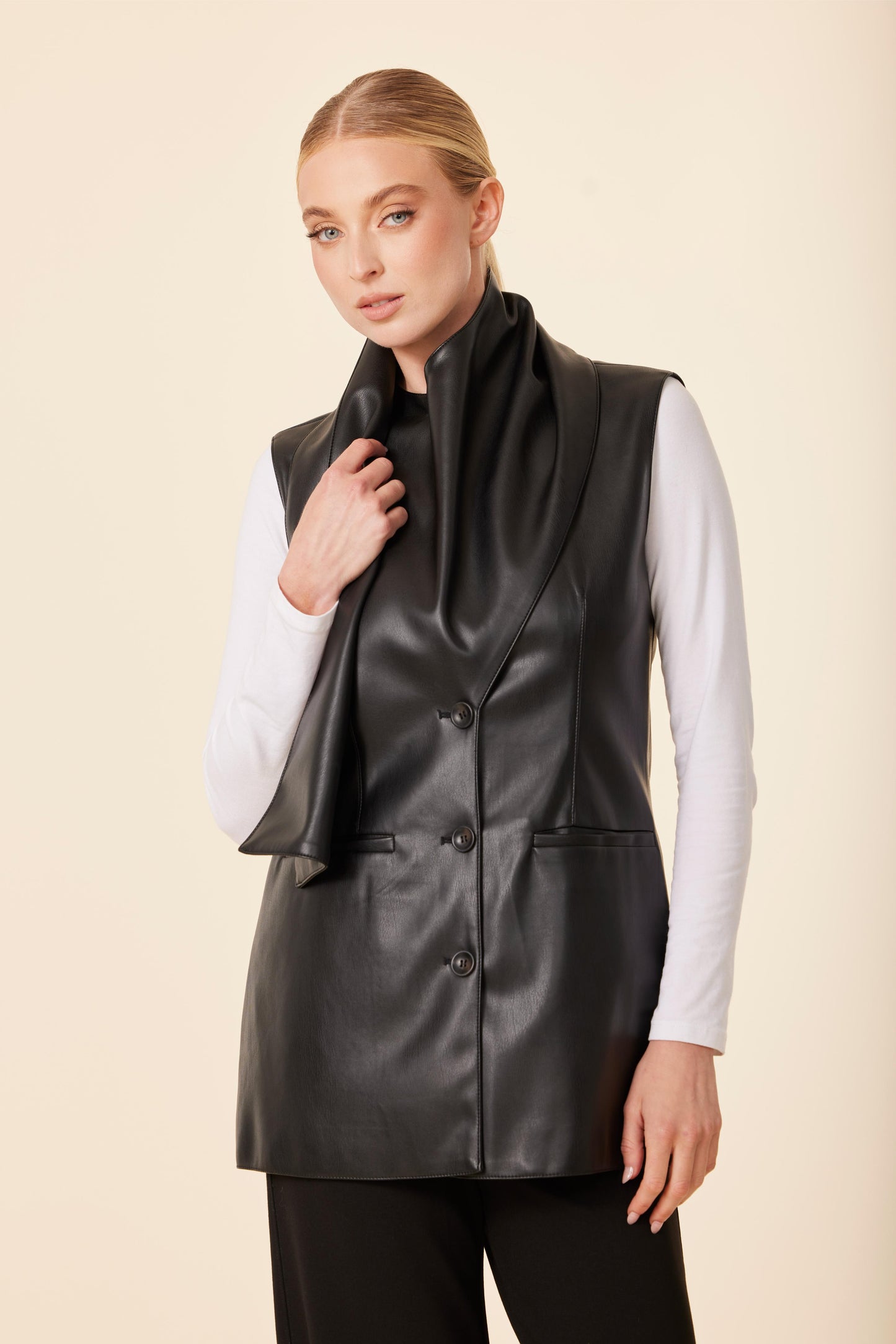Faux Leather Scarf Vest
