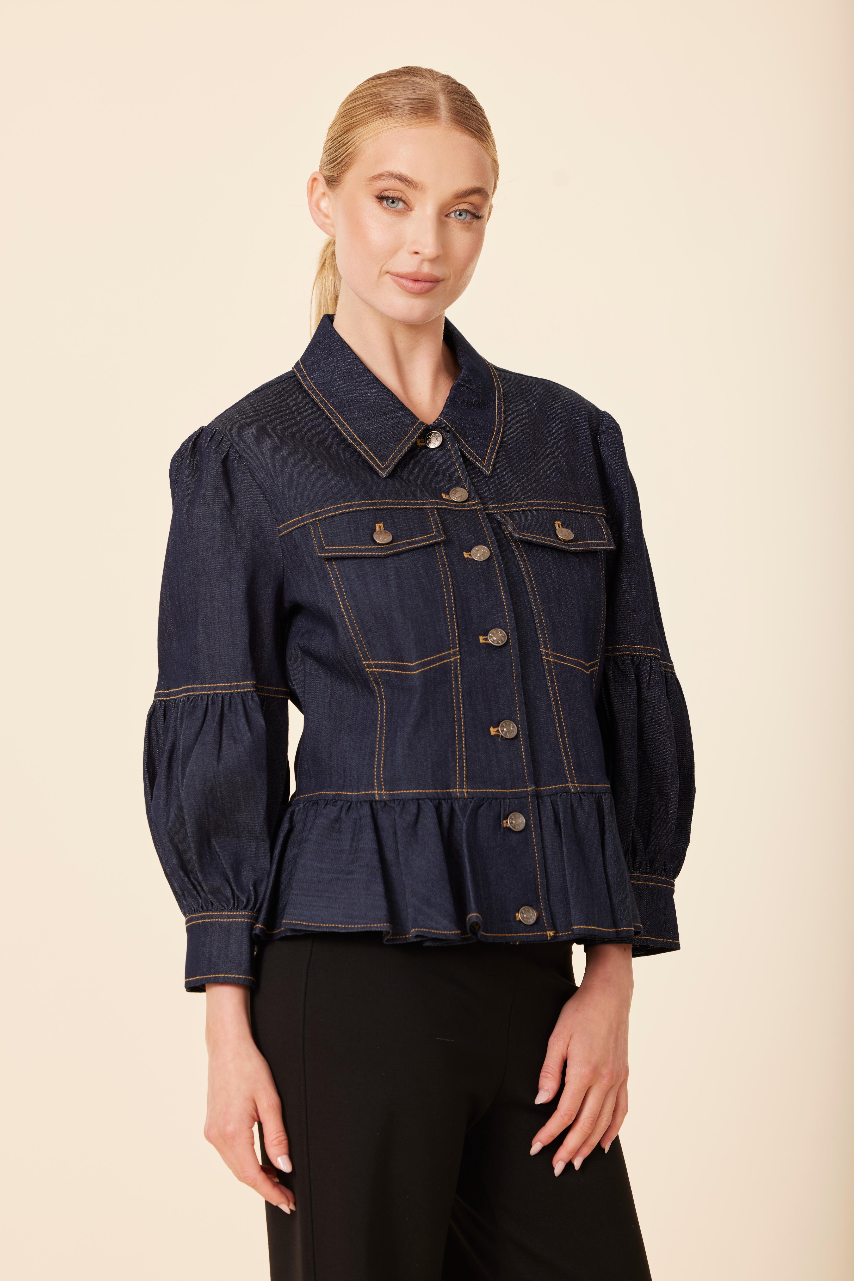 Peplum Denim Jacket – Dolce Cabo