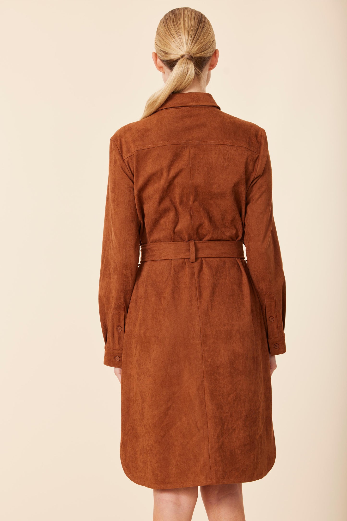 Faux Suede Belted Dress