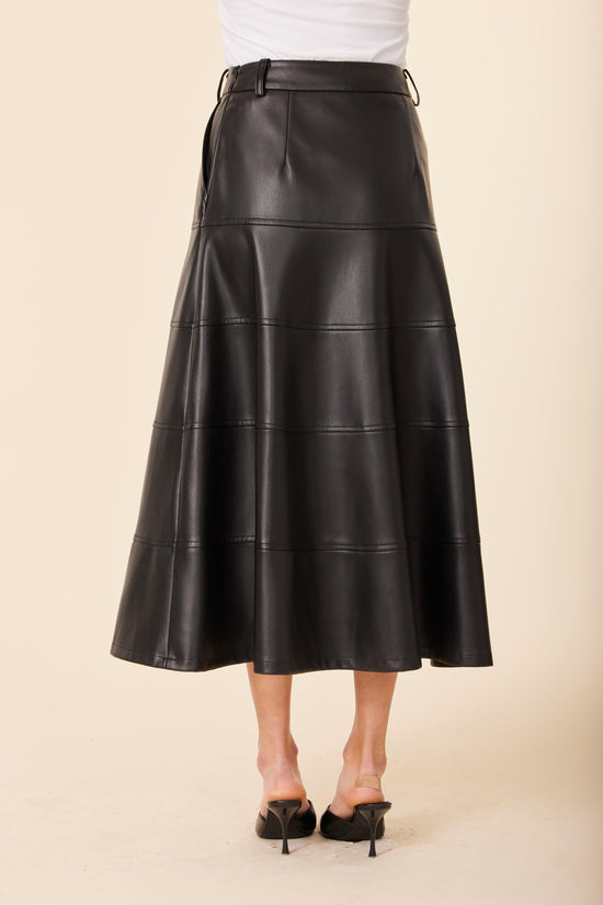 Faux Leather Full Long Skirt