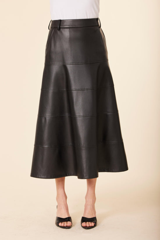 Faux Leather Full Long Skirt
