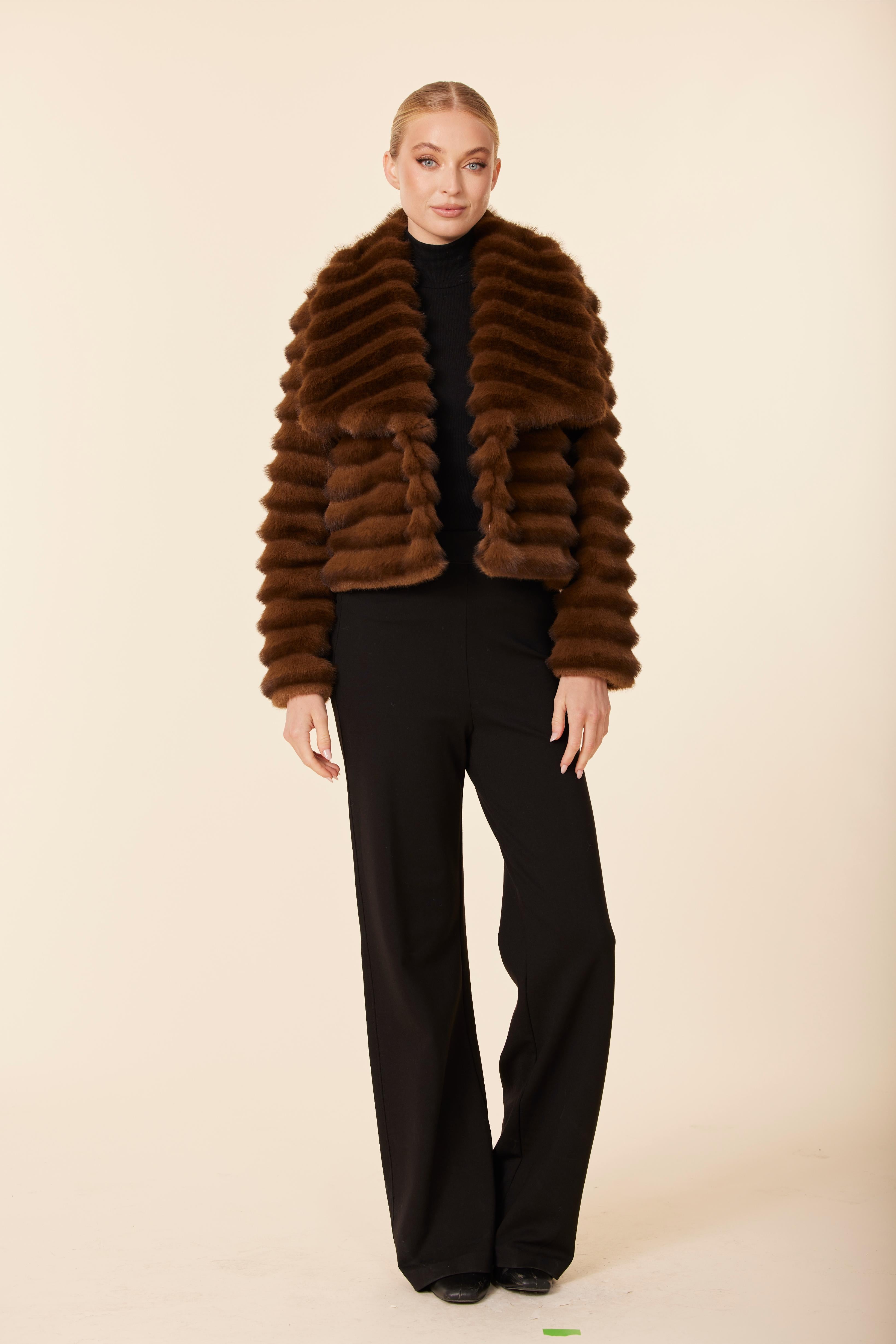 Faux Fur Plush Grooved Jacket