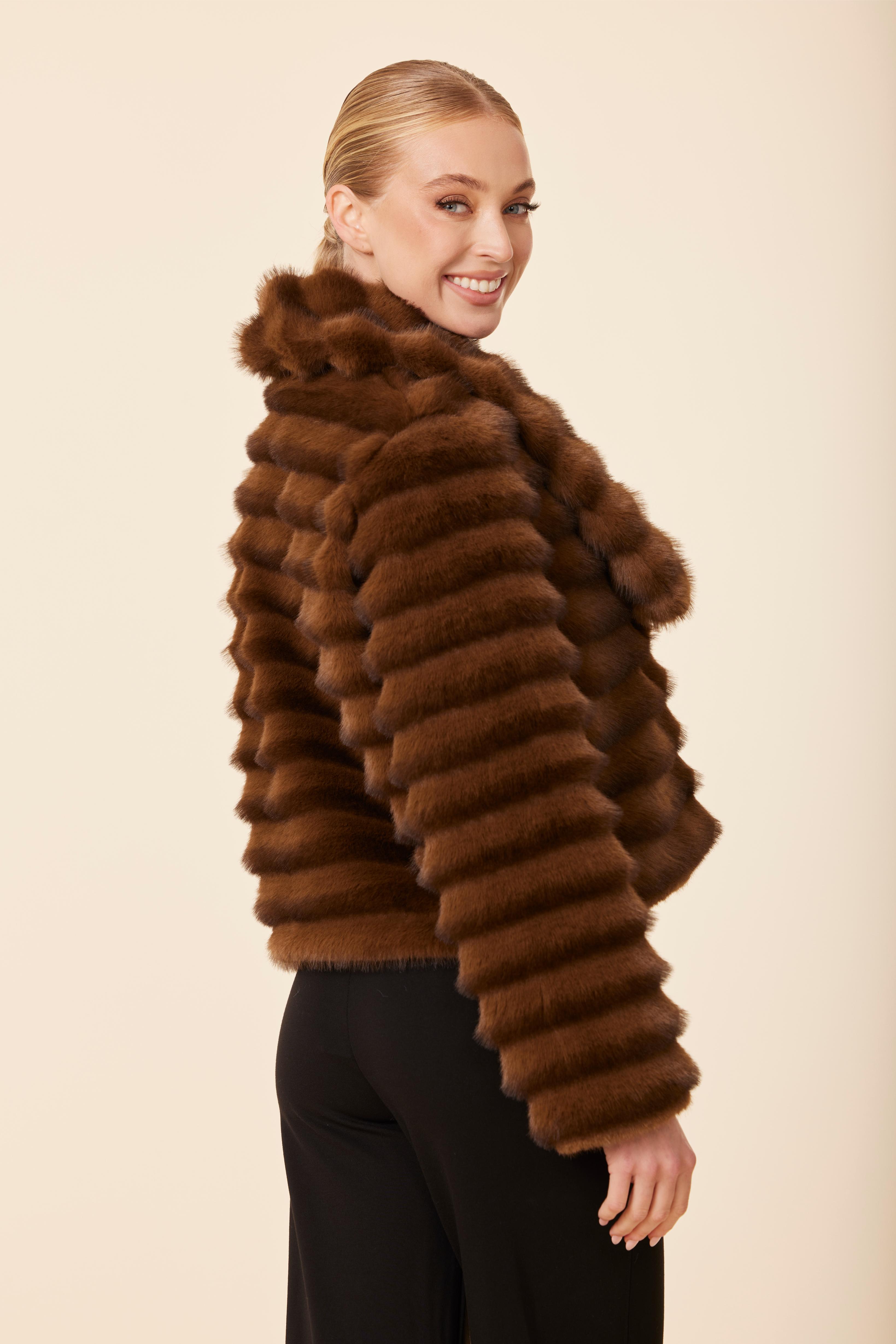 Faux Fur Plush Grooved Jacket