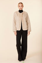 Faux Fur Cable Knit Design Jacket