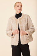 Faux Fur Cable Knit Design Jacket