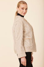 Faux Fur Cable Knit Design Jacket