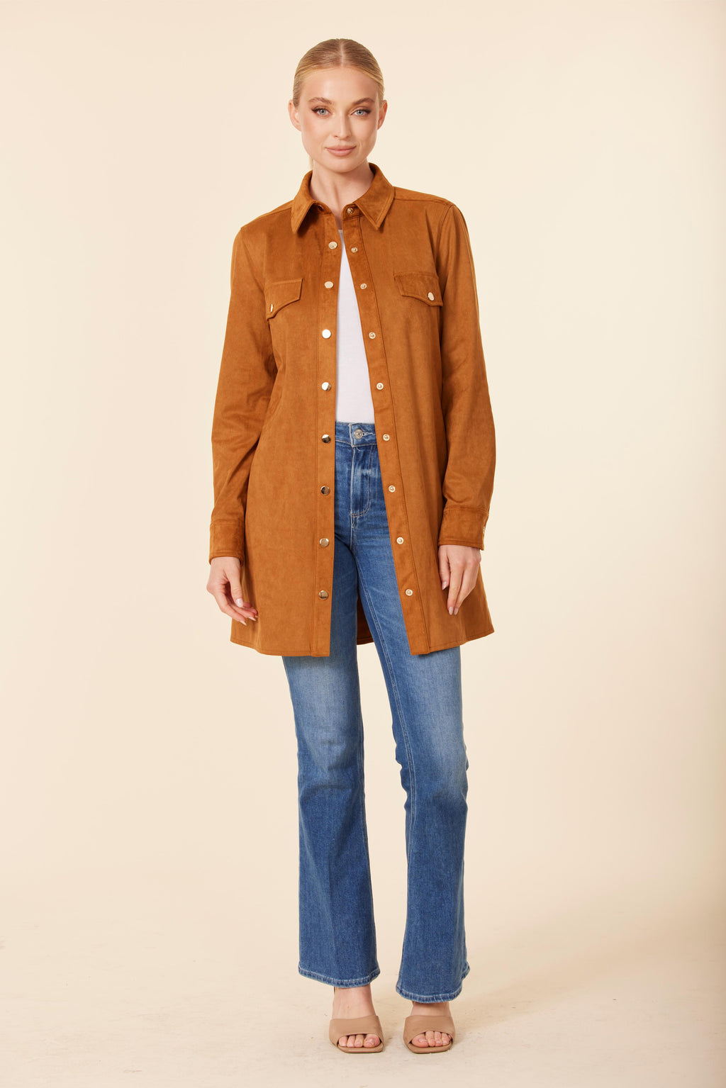 Faux Suede Long Sleeve Dress