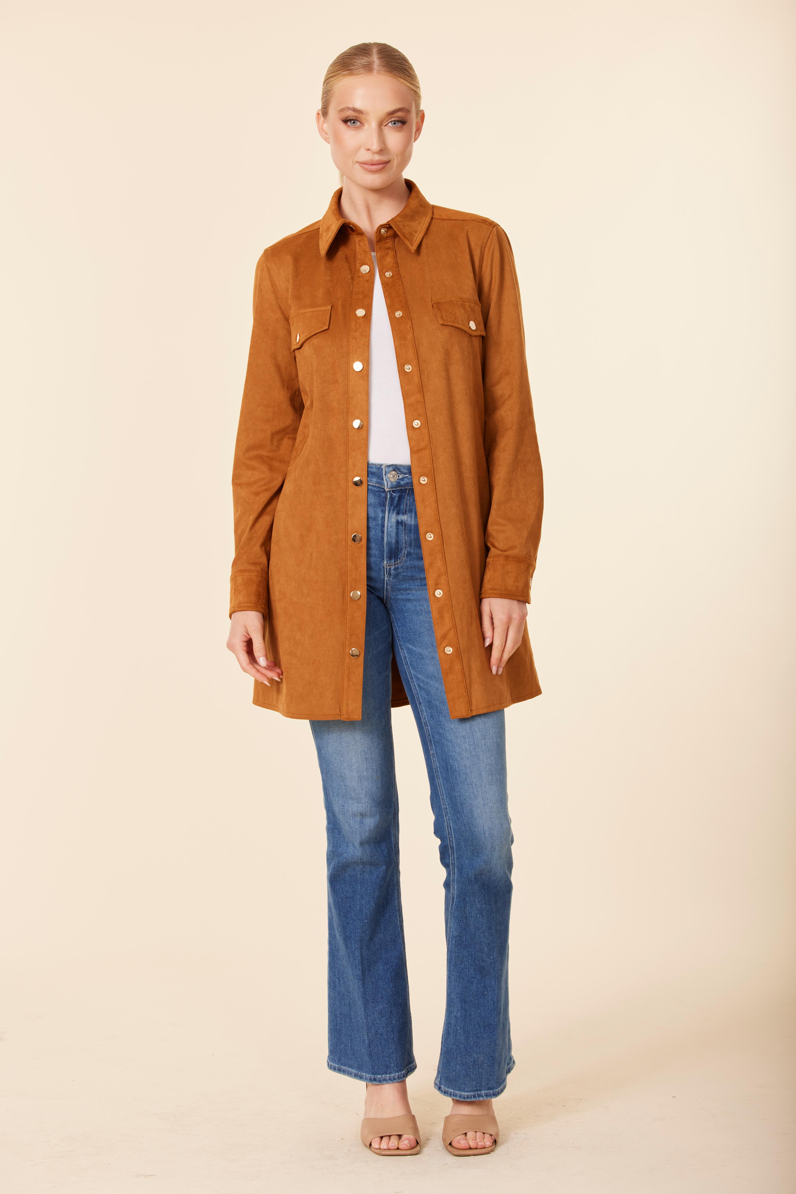 Faux Suede Long Sleeve Dress