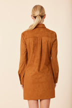 Faux Suede Long Sleeve Dress