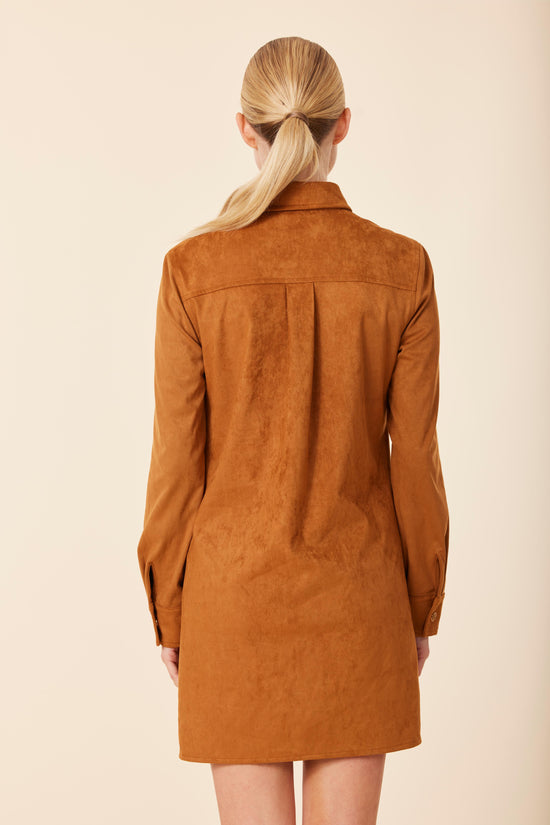 Faux Suede Long Sleeve Dress