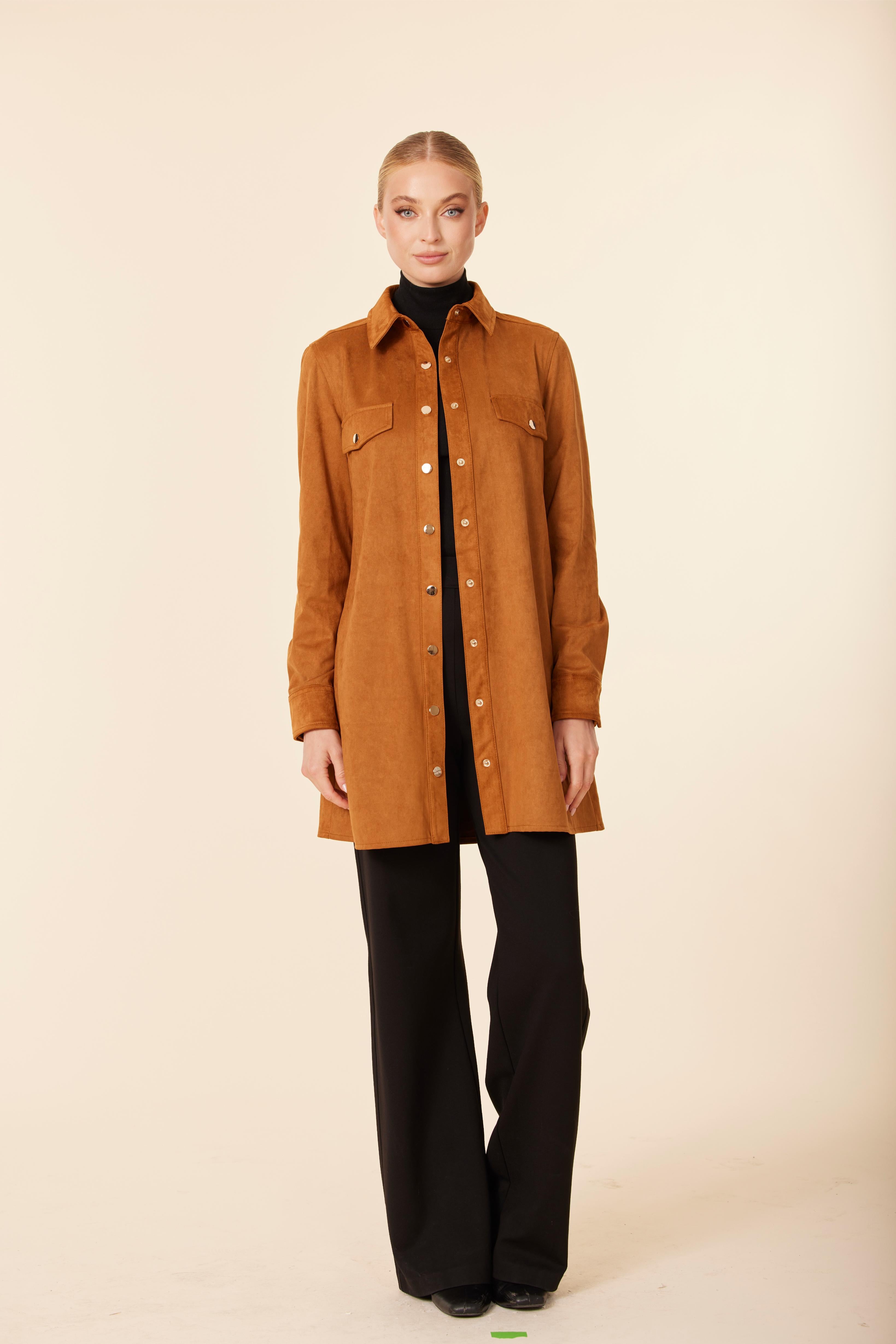 Faux Suede Long Sleeve Dress