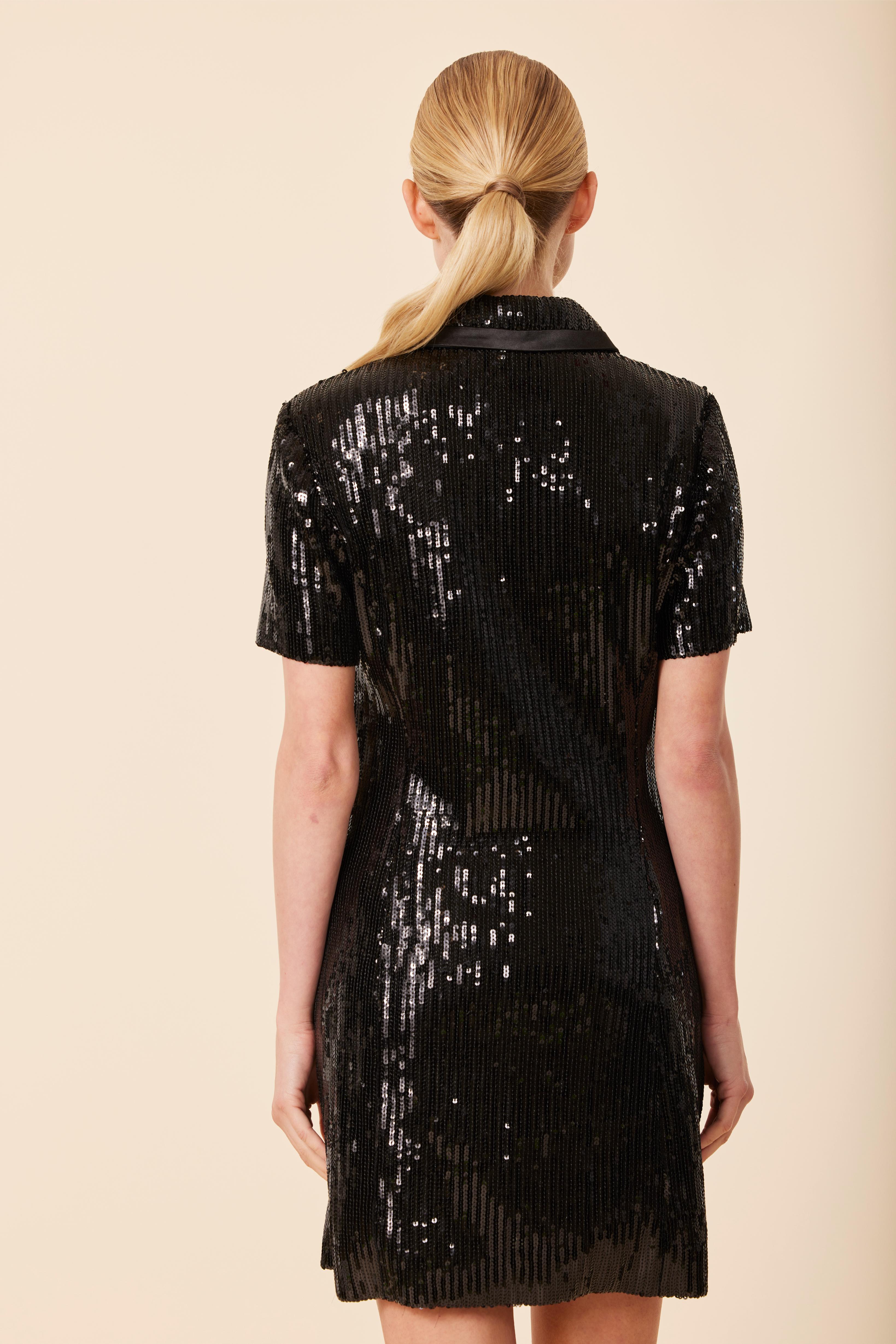 Sequin Rhinestone Button Dress