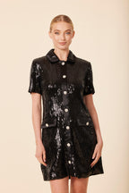 Sequin Rhinestone Button Dress