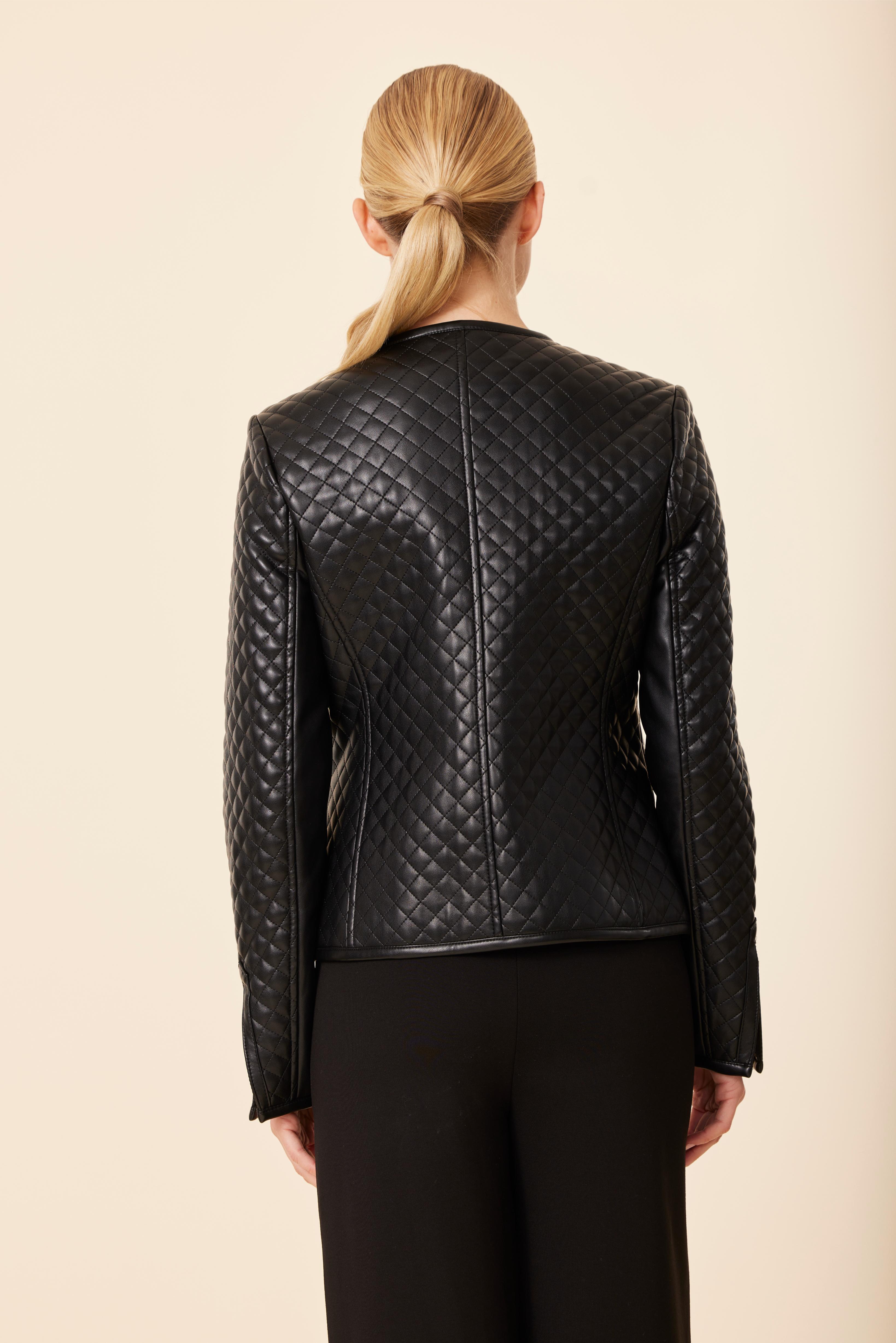 Faux Leather Quilted Jacket – Dolce Cabo