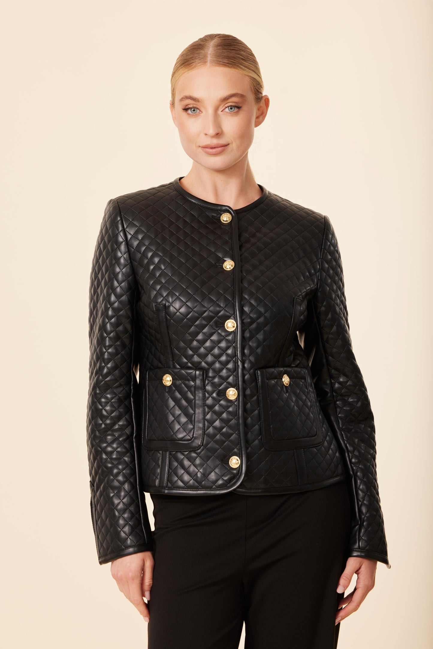 Faux Leather Quilted Jacket