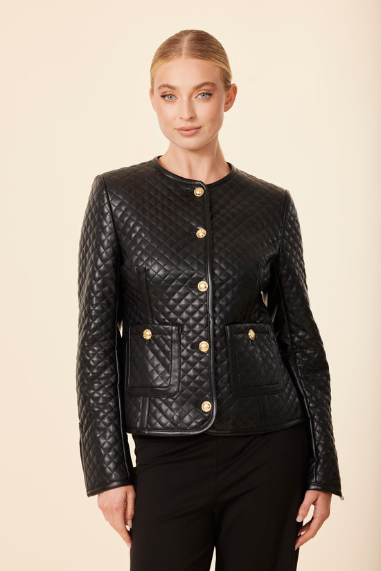 Faux Leather Quilted Jacket