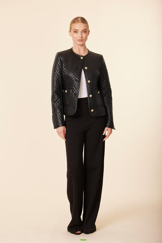 Faux Leather Quilted Jacket