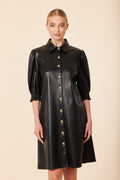 Faux Leather Elastic Cuff Dress