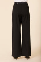 Faux Leather Waist Band Pinstripe Sparkle Pant