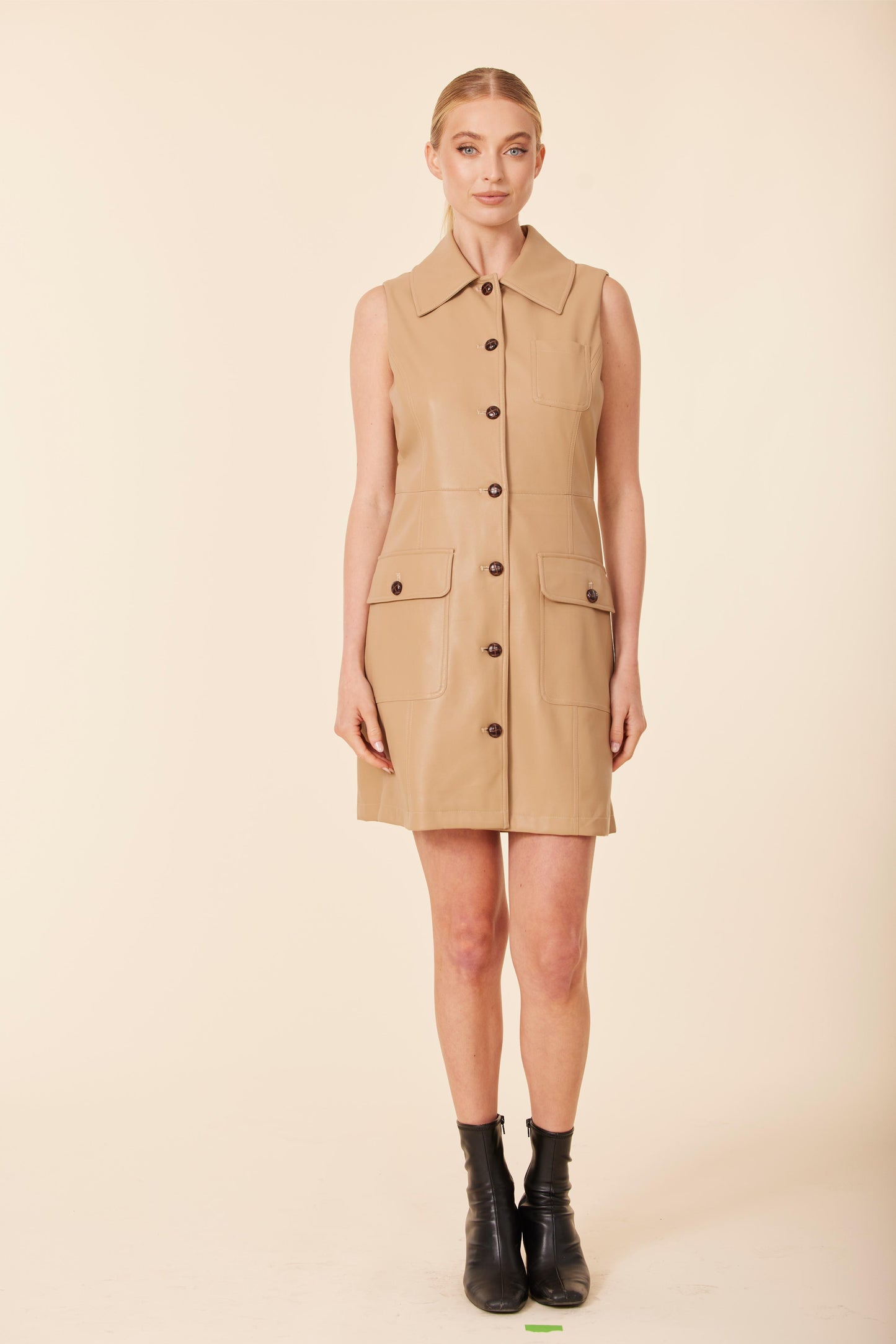 Vegan Leather Sleeveless Dress