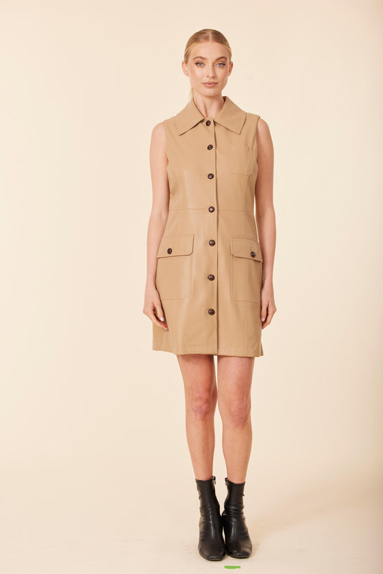 Vegan Leather Sleeveless Dress