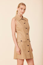 Faux Leather Sleeveless Dress