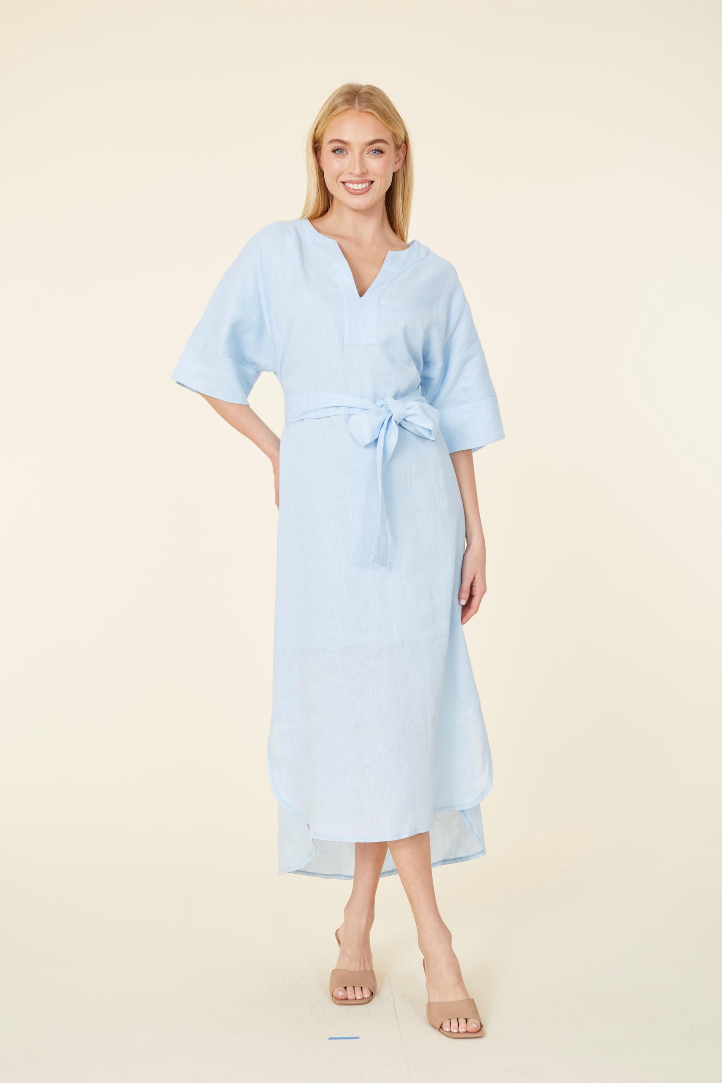 Linen Belted Maxi Dress