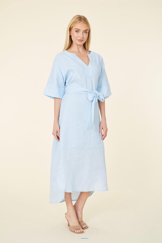 Linen Belted Maxi Dress