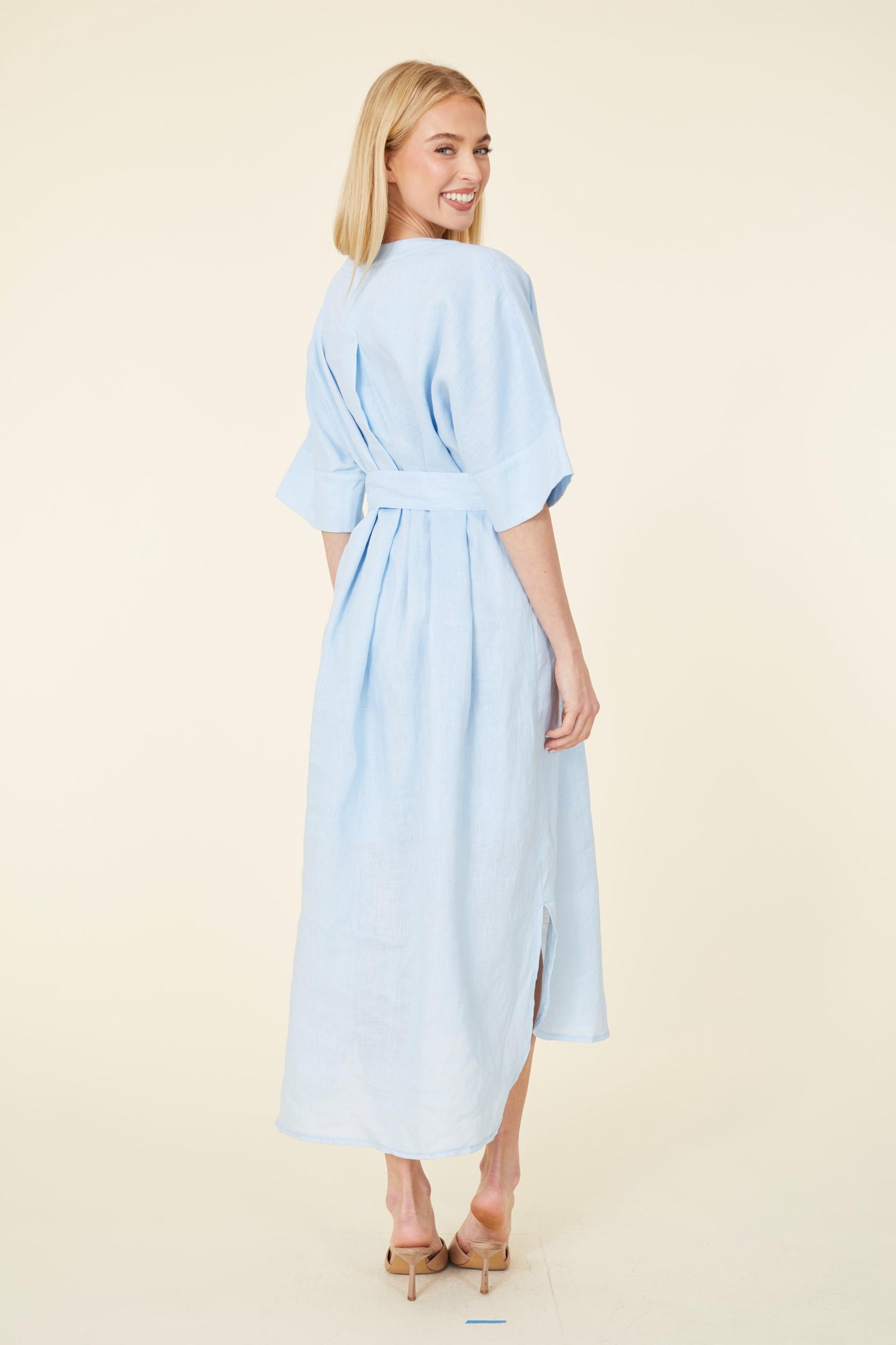 Linen Belted Maxi Dress