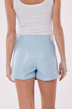 Ruched Faux Leather Skort