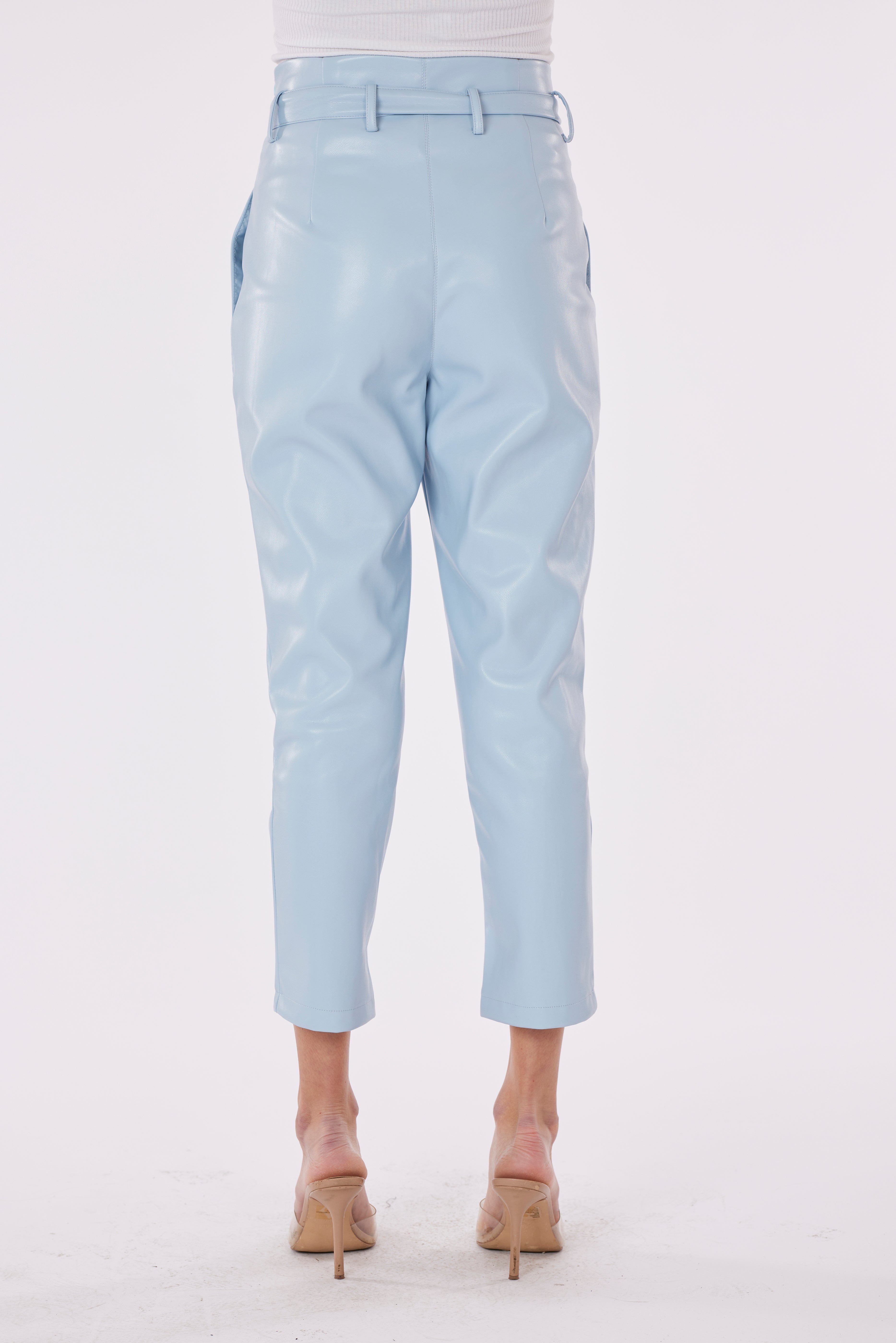 Faux Leather Paper Bag Pants
