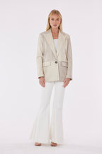 Faux Leather Color Block Blazer
