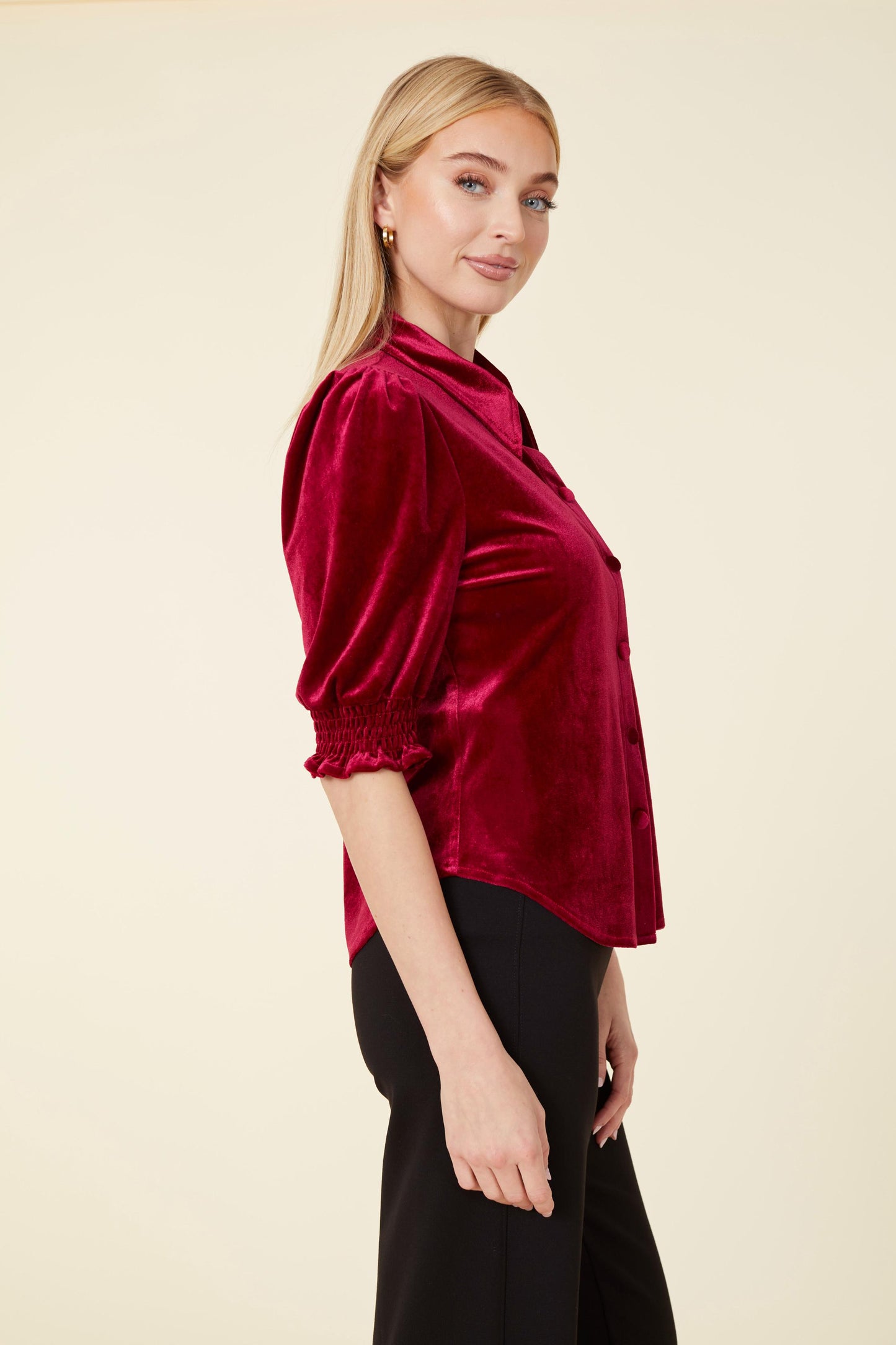 Velvet Elastic Cuff Top