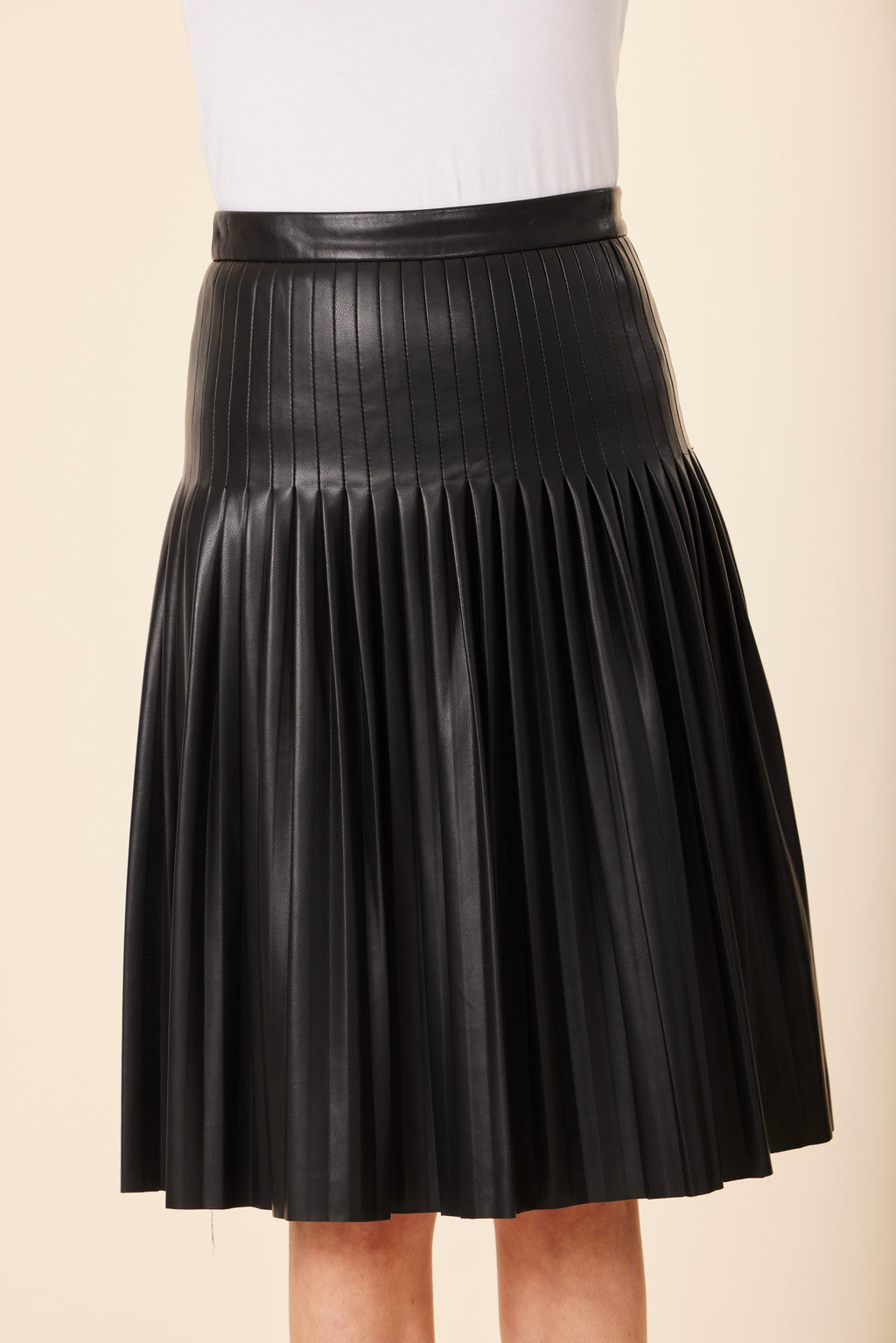 Faux Leather Pleated Skirt
