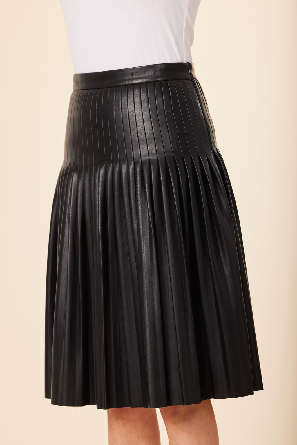 Faux Leather Pleated Skirt