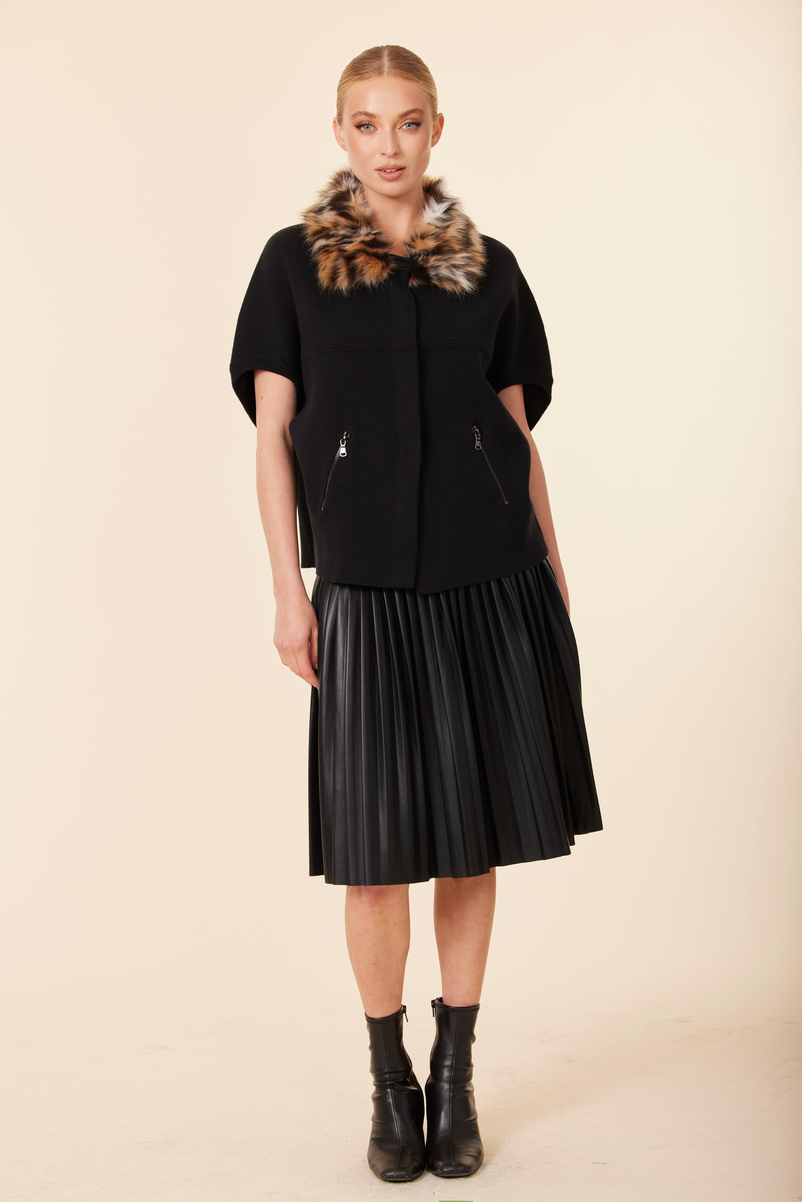 Faux Leather Pleated Skirt