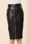 Faux Leather Double Zip Long Skirt